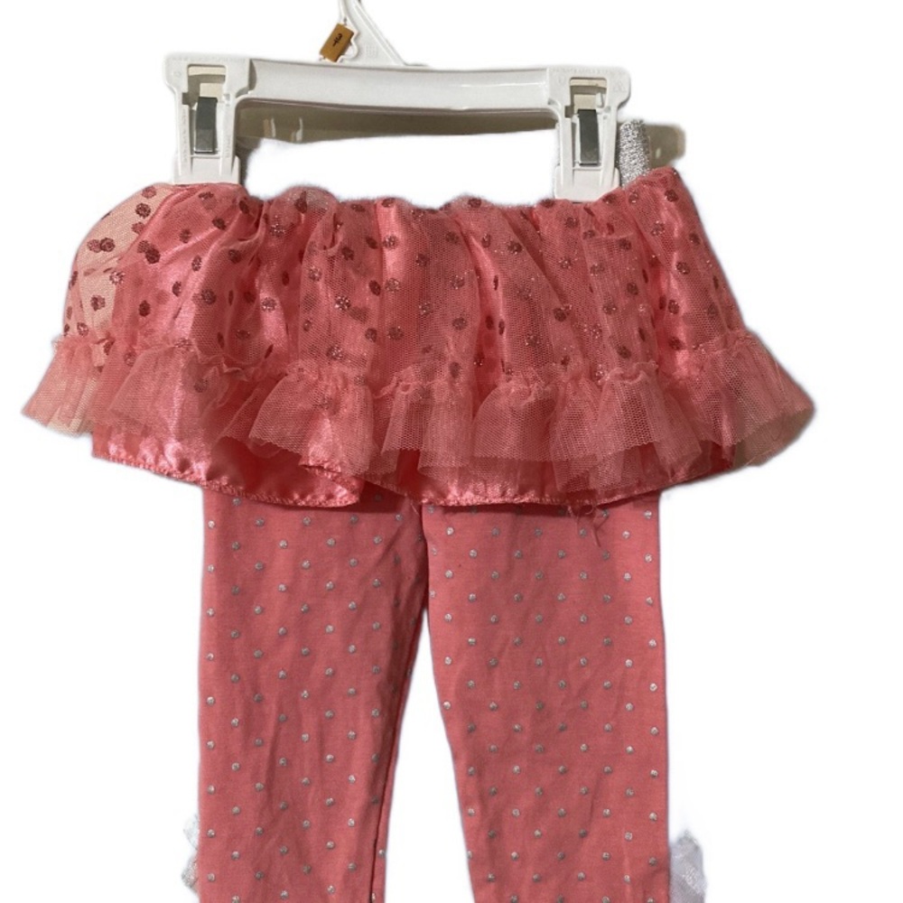 Pink Leggings with Silver trim around waste line, 6-9 months